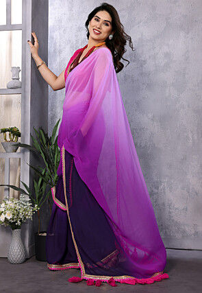 Ombre Georgette Saree in Purple Ombre