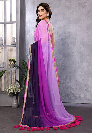 Ombre Georgette Saree in Purple Ombre