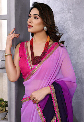 Ombre Georgette Saree in Purple Ombre