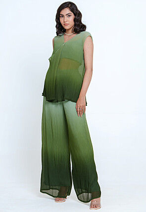Ombre Georgette Top Set in Dusty Green Ombre