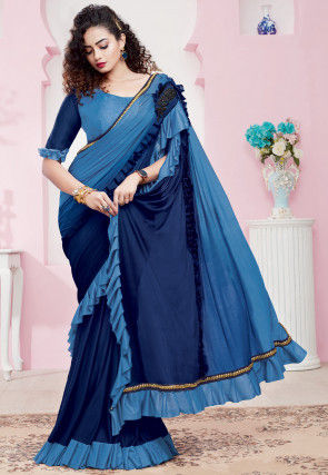 Ombre Lycra Saree in Shaded Blue