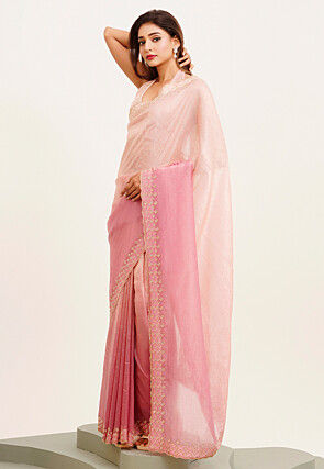 Ombre Tissue Silk Saree in Pink 