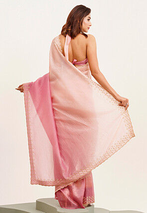 Ombre Tissue Silk Saree in Pink 