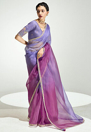 Ombre Tissue Silk Saree in Purple