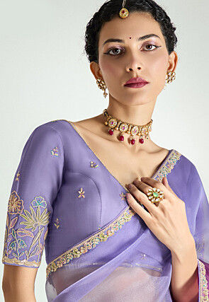 Ombre Tissue Silk Saree in Purple