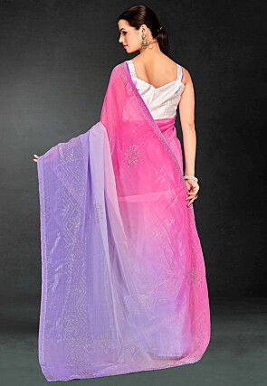 Ombre Tissue Silk Saree in Pink and Purple