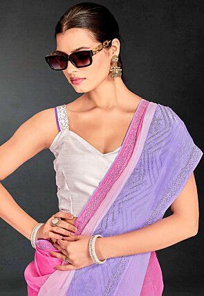 Ombre Tissue Silk Saree in Pink and Purple