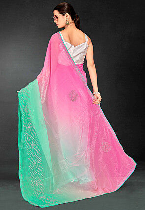 Ombre Tissue Silk Saree in Pink and Sea Green