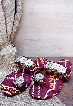 Ornamented Crepe Kolhapuri in Purple