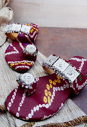 Ornamented Crepe Kolhapuri in Purple