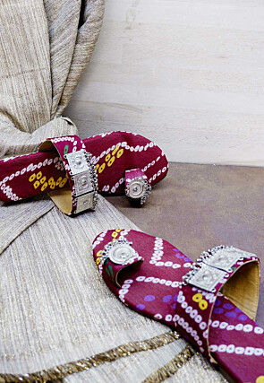 Ornamented Crepe Kolhapuri in Purple