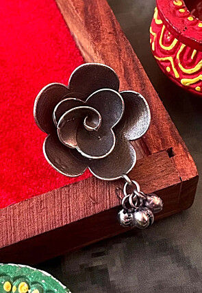 Oxidised Beaded Adjustable Ring