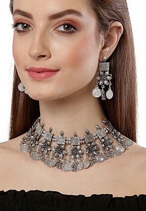 Oxidised Choker Necklace Set