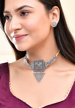 Oxidised Choker Necklace Set