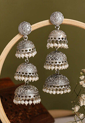 Oxidised Jhumka Style Earrings