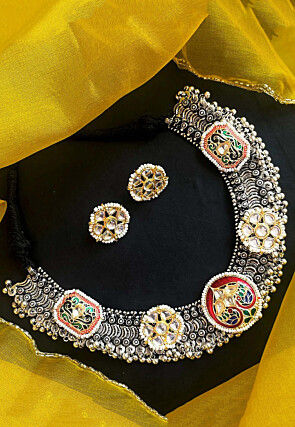 Oxidised Kundan Choker Necklace Set
