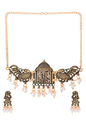 Oxidised Kundan Choker Necklace Set