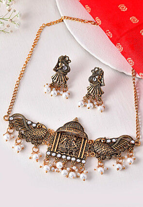 Oxidised Kundan Choker Necklace Set