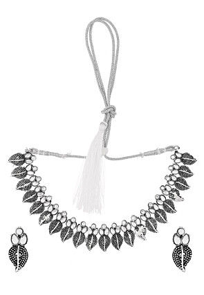 Oxidised Kundan Choker Necklace Set
