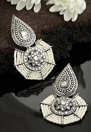 Oxidised Kundan Earrings