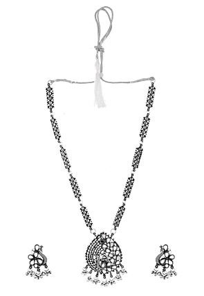 Oxidised Mirror Necklace Set