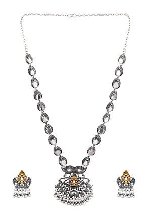 Oxidised Mirror Necklace Set