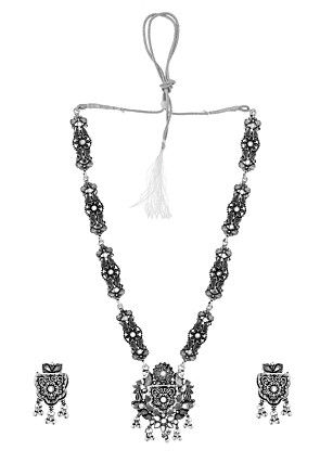 Oxidised Mirror Necklace Set