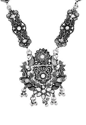 Oxidised Mirror Necklace Set