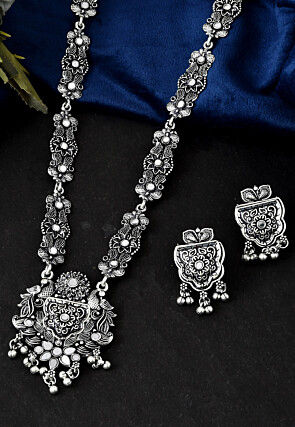 Oxidised Mirror Necklace Set