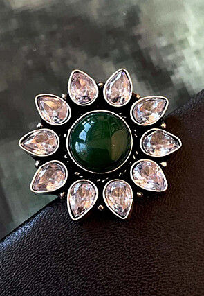 Oxidised Stone Studded Adjustable Ring