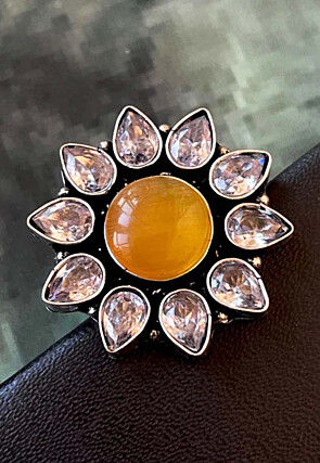 Oxidised Stone Studded Adjustable Ring