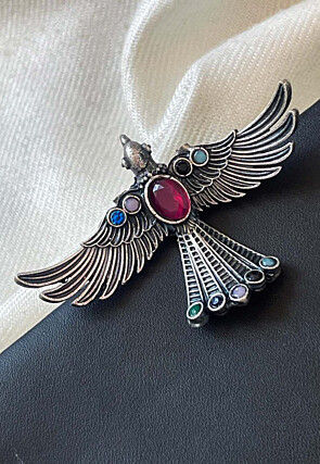 Oxidised Stone Studded Adjustable Ring