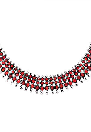 Oxidised Stone Studded Choker Necklace Set