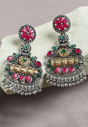 Oxidised Stone Studded Earrings