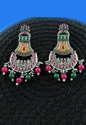 Oxidised Stone Studded Earrings