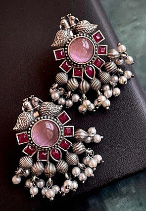 Oxidised Stone Studded Earrings