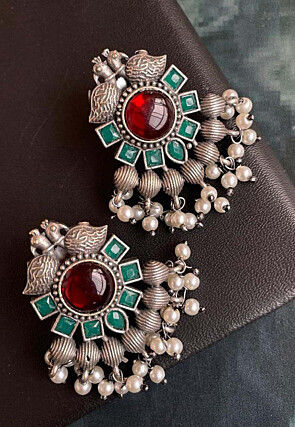 Oxidised Stone Studded Earrings