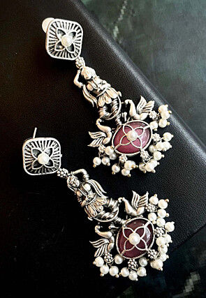 Oxidised Stone Studded Earrings