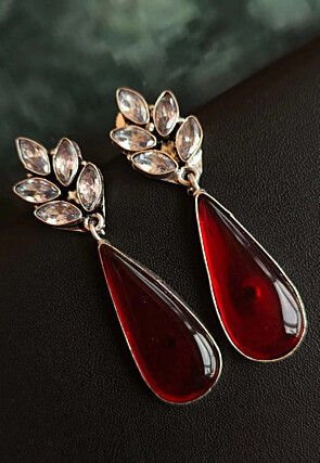 Oxidised Stone Studded Earrings