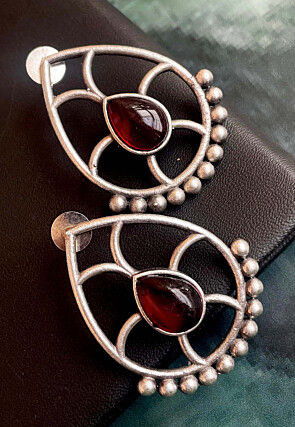 Oxidised Stone Studded Earrings