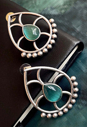 Oxidised Stone Studded Earrings