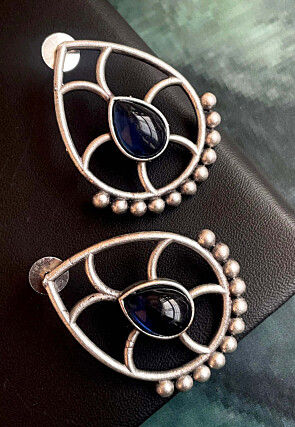 Oxidised Stone Studded Earrings