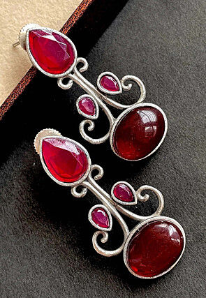 Oxidised Stone Studded Earrings