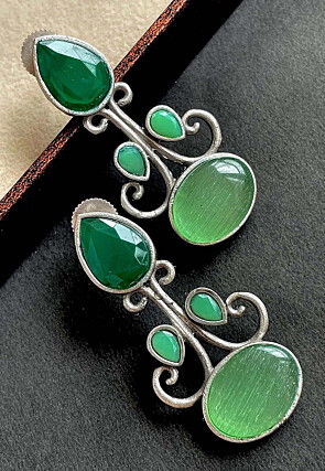 Oxidised Stone Studded Earrings