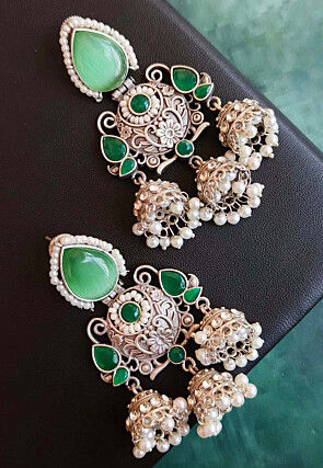 Oxidised Stone Studded Earrings