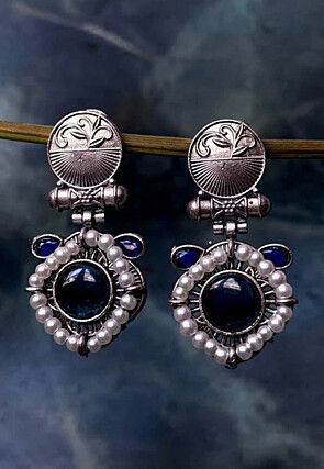 Oxidised Stone Studded Earrings