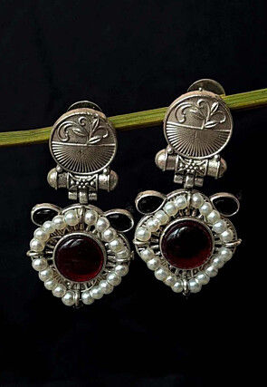 Oxidised Stone Studded Earrings