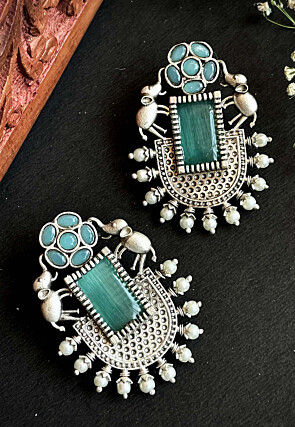 Oxidised Stone Studded Earrings
