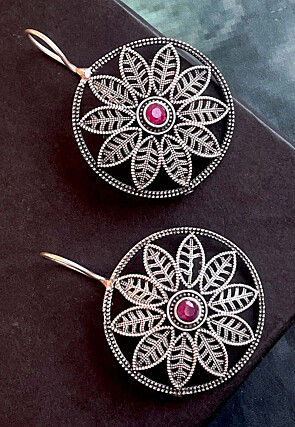Oxidised Stone Studded Earrings