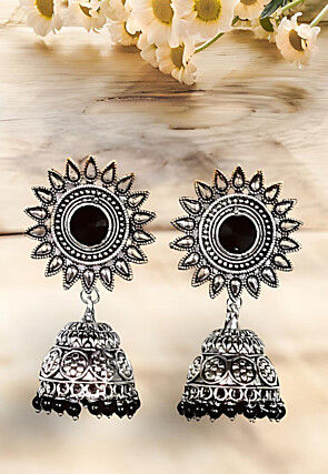 Oxidised Stone Studded Earrings